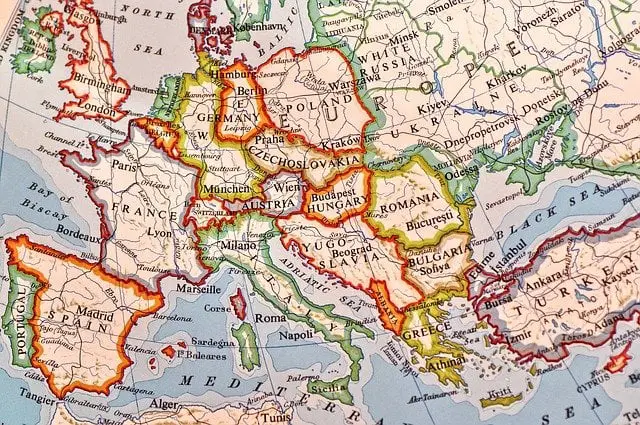 green tourist kaart van europa